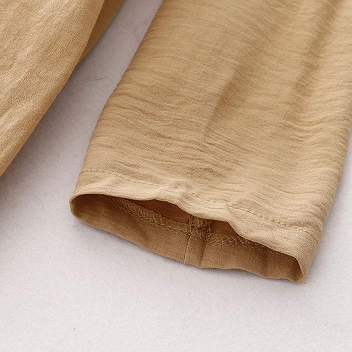 Vestido midi liso de primavera con solapa y mangas largas, estampado de Buddha Stones y bolsillos - image 16