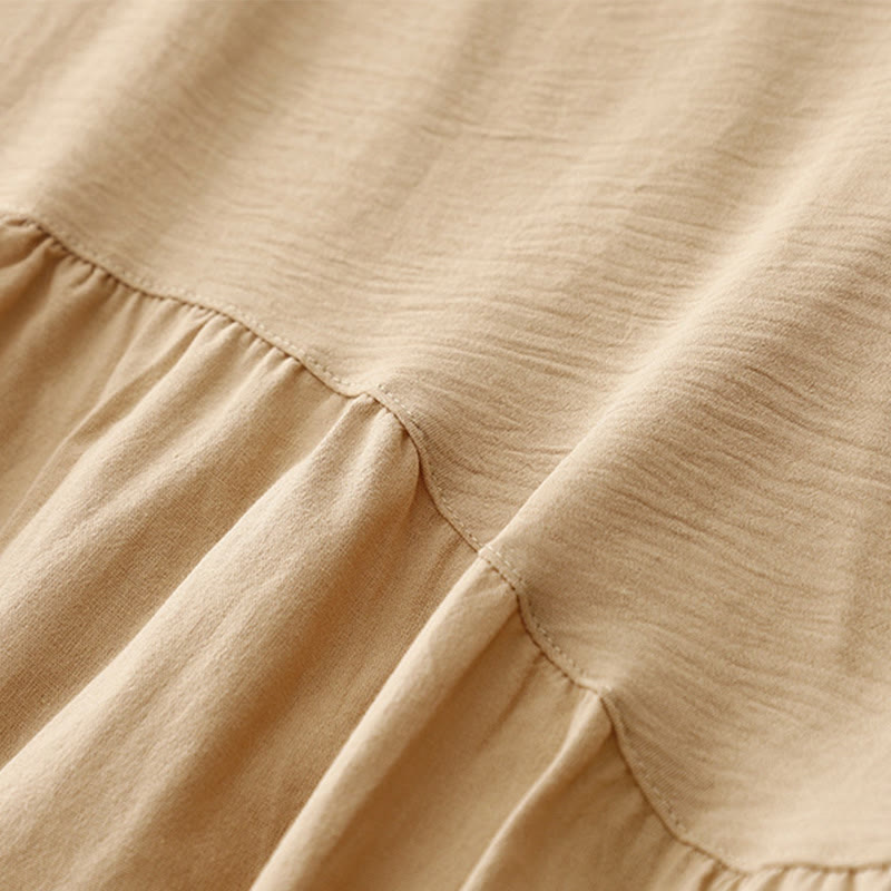 Vestido midi liso de primavera con solapa y mangas largas, estampado de Buddha Stones y bolsillos - image 12