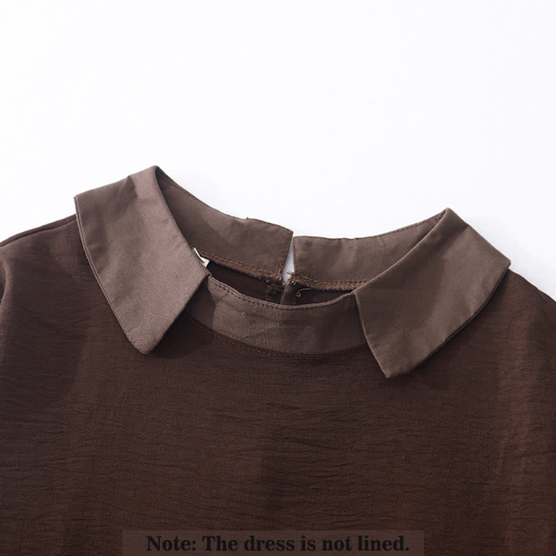 Vestido midi liso de primavera con solapa y mangas largas, estampado de Buddha Stones y bolsillos - image 1