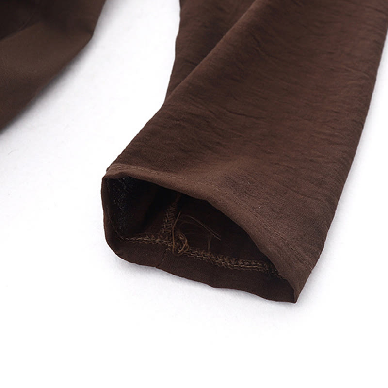 Vestido midi liso de primavera con solapa y mangas largas, estampado de Buddha Stones y bolsillos - image 4