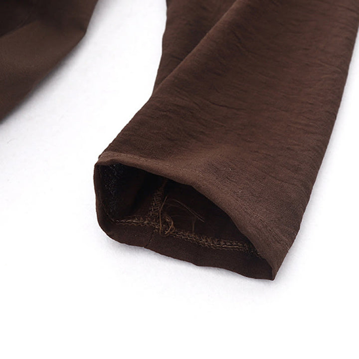 Vestido midi liso de primavera con solapa y mangas largas, estampado de Buddha Stones y bolsillos - image 4