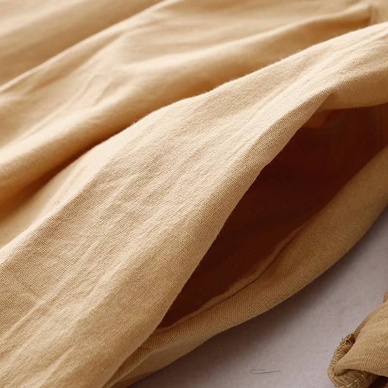 Vestido midi liso de primavera con solapa y mangas largas, estampado de Buddha Stones y bolsillos - image 15