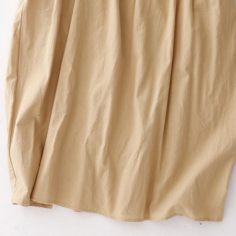 Vestido midi liso de primavera con solapa y mangas largas, estampado de Buddha Stones y bolsillos - image 18