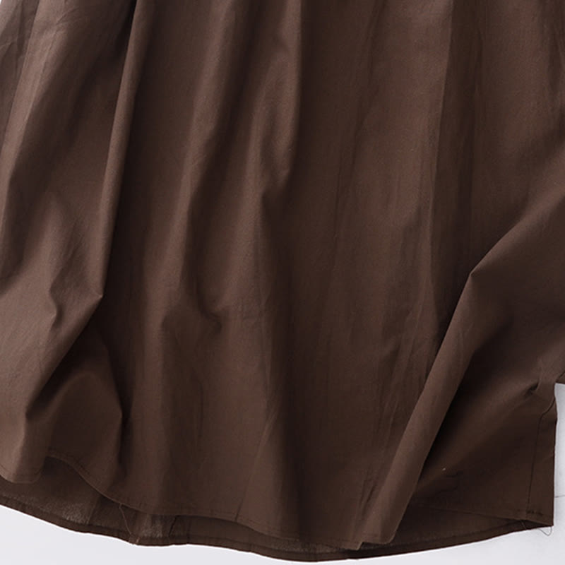 Vestido midi liso de primavera con solapa y mangas largas, estampado de Buddha Stones y bolsillos - image 6