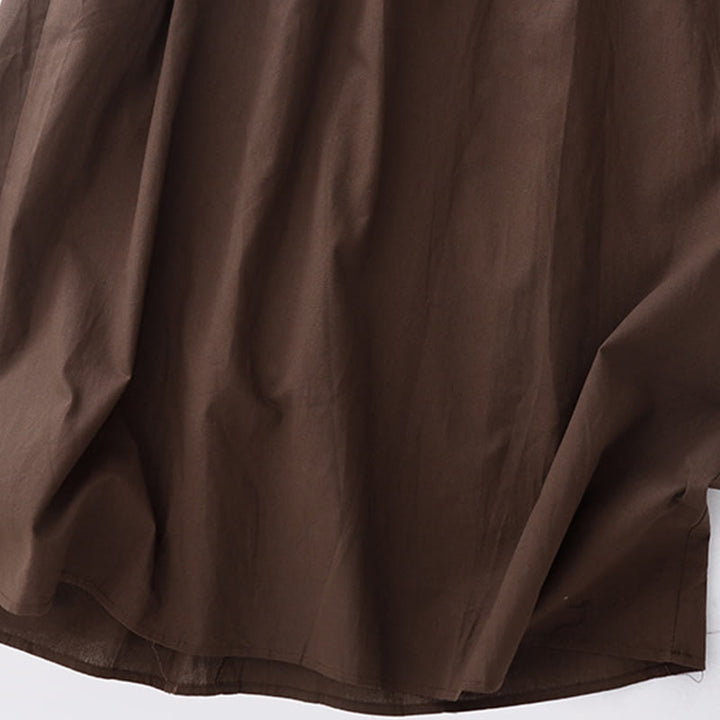 Vestido midi liso de primavera con solapa y mangas largas, estampado de Buddha Stones y bolsillos - image 6