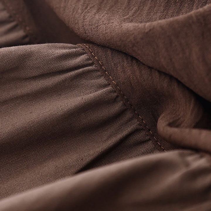 Vestido midi liso de primavera con solapa y mangas largas, estampado de Buddha Stones y bolsillos - image 2