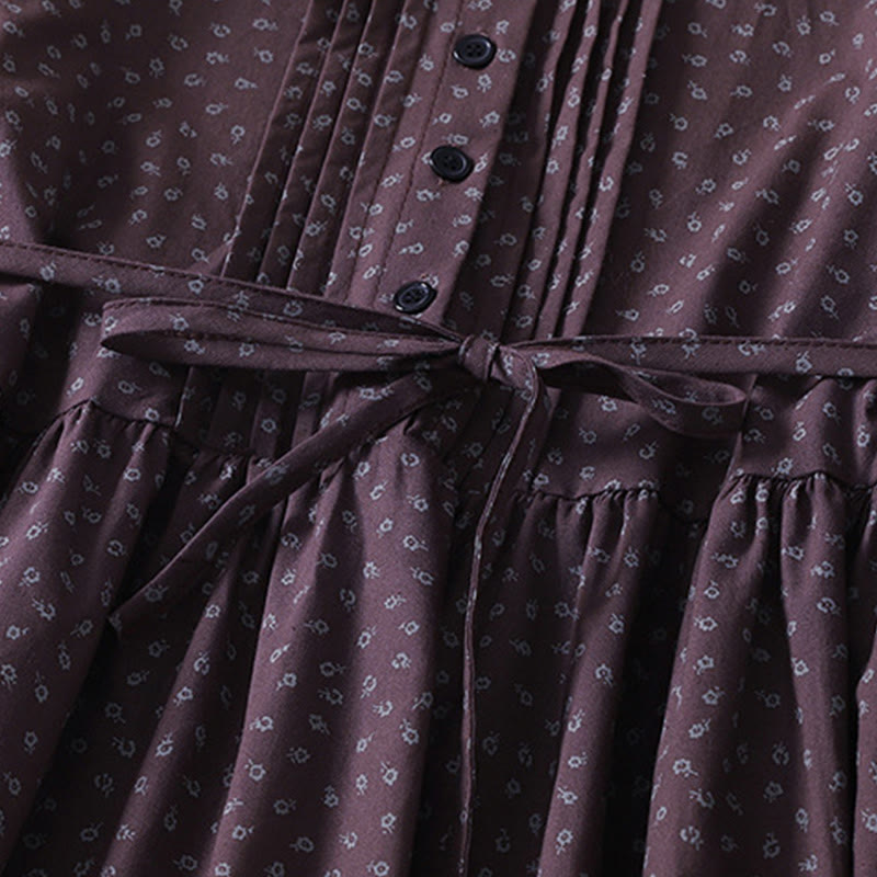 Vestido midi de lino y algodón con estampado floral de Buddha Stones, pliegues tipo acordeón, manga larga y bolsillos - image 11