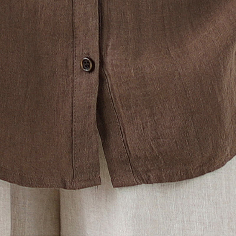 Camisa informal de lino y algodón de manga larga para mujer con estampado de Buddha Stones - image 15