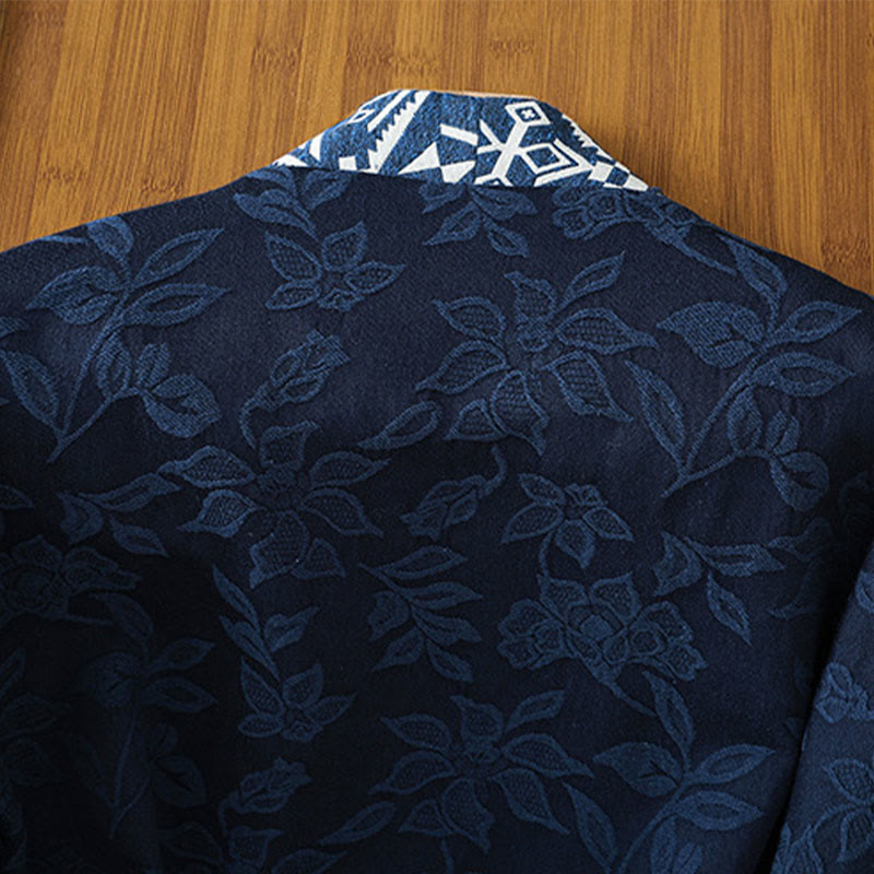 Camisa informal de manga larga de algodón y lino para mujer con botones de rana y jacquard Buddha Stones - image 6