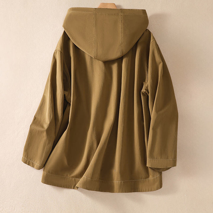 Chaqueta de algodón de manga larga con capucha y bolsillos para mujer, color liso, con estampado de Buddha Stones. - image 2