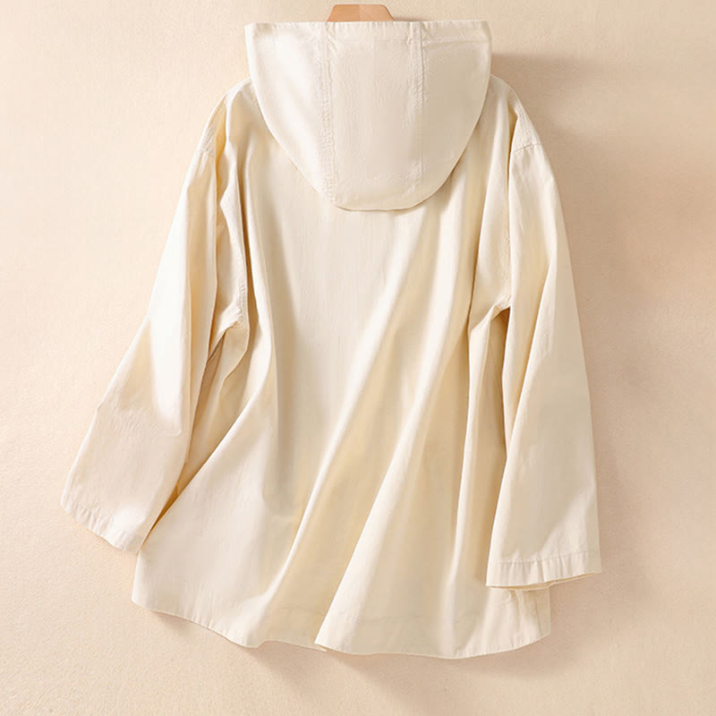 Chaqueta de algodón de manga larga con capucha y bolsillos para mujer, color liso, con estampado de Buddha Stones. - image 7