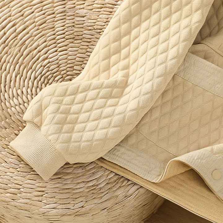 Chaqueta retro lisa de algodón de manga larga con bolsillos para mujer de Buddha Stones - image 5