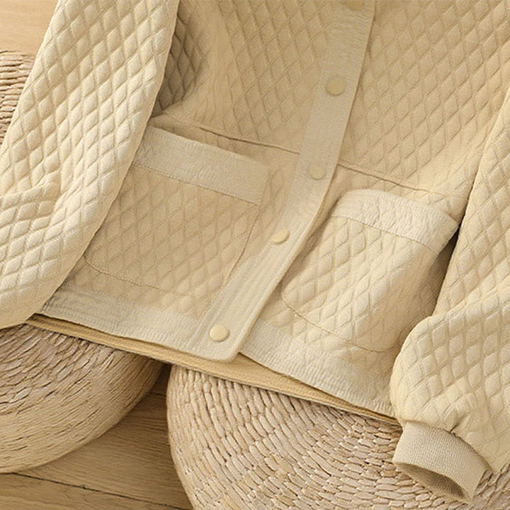 Chaqueta retro lisa de algodón de manga larga con bolsillos para mujer de Buddha Stones - image 6