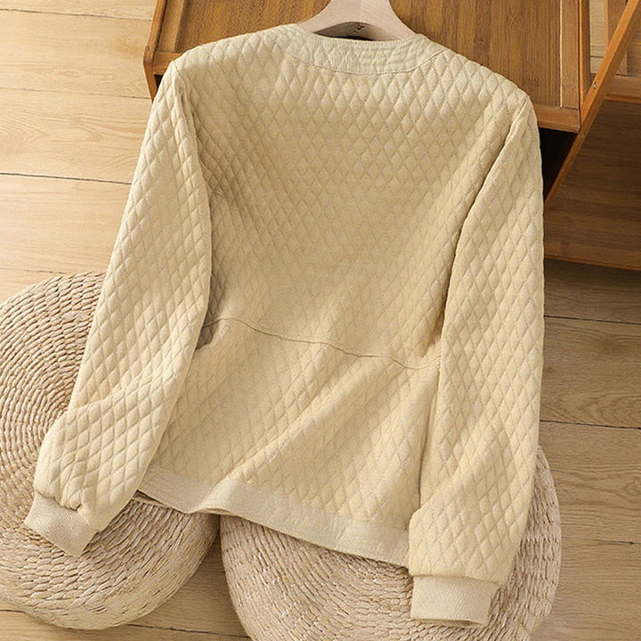 Chaqueta retro lisa de algodón de manga larga con bolsillos para mujer de Buddha Stones - image 1