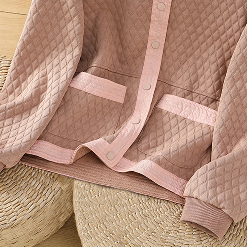 Chaqueta retro lisa de algodón de manga larga con bolsillos para mujer de Buddha Stones - image 13