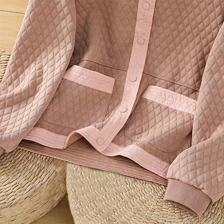 Chaqueta retro lisa de algodón de manga larga con bolsillos para mujer de Buddha Stones - image 13