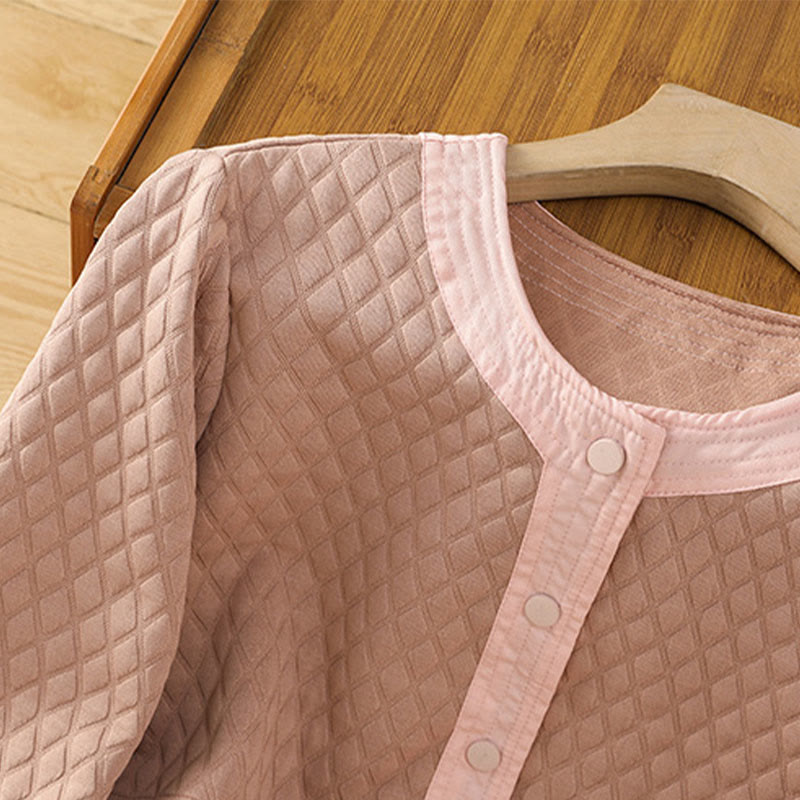 Chaqueta retro lisa de algodón de manga larga con bolsillos para mujer de Buddha Stones - image 12