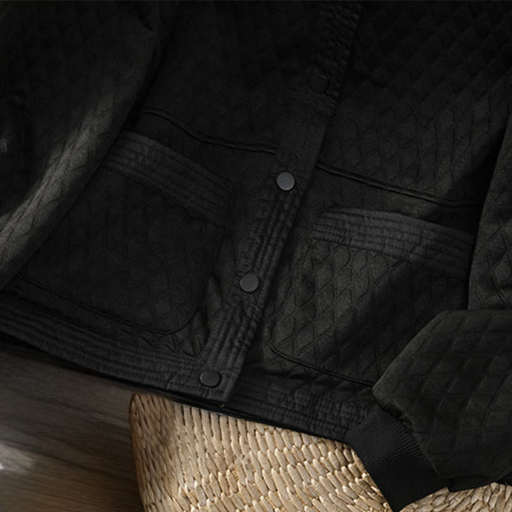 Chaqueta retro lisa de algodón de manga larga con bolsillos para mujer de Buddha Stones - image 17