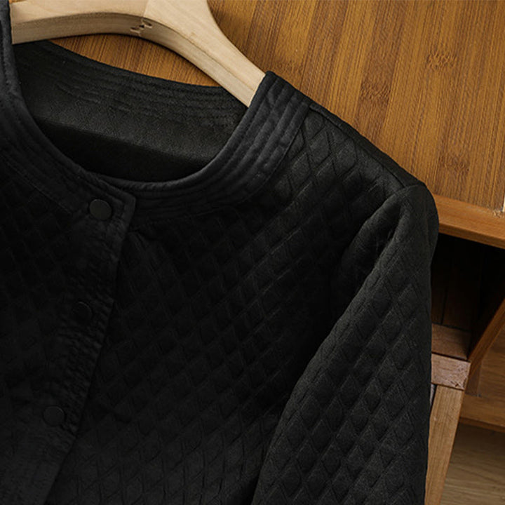 Chaqueta retro lisa de algodón de manga larga con bolsillos para mujer de Buddha Stones - image 19