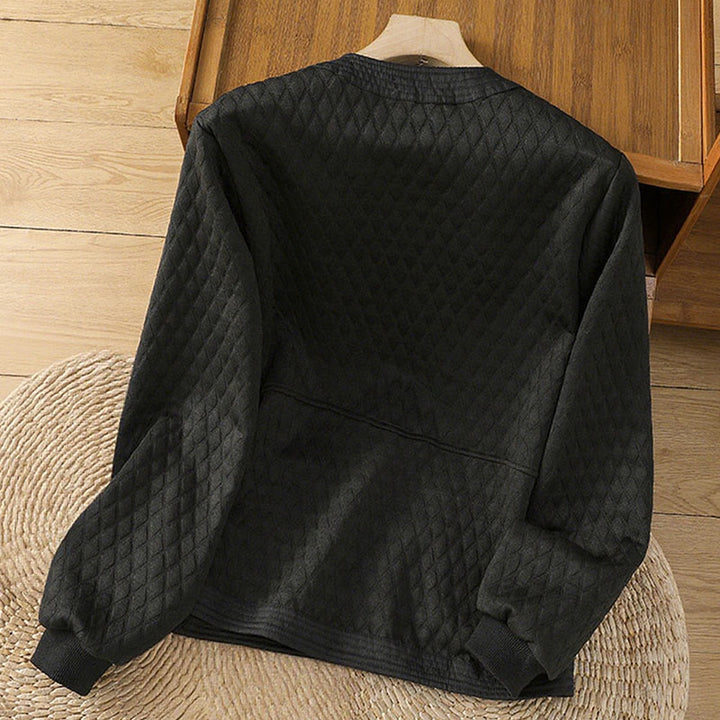 Chaqueta retro lisa de algodón de manga larga con bolsillos para mujer de Buddha Stones - image 15