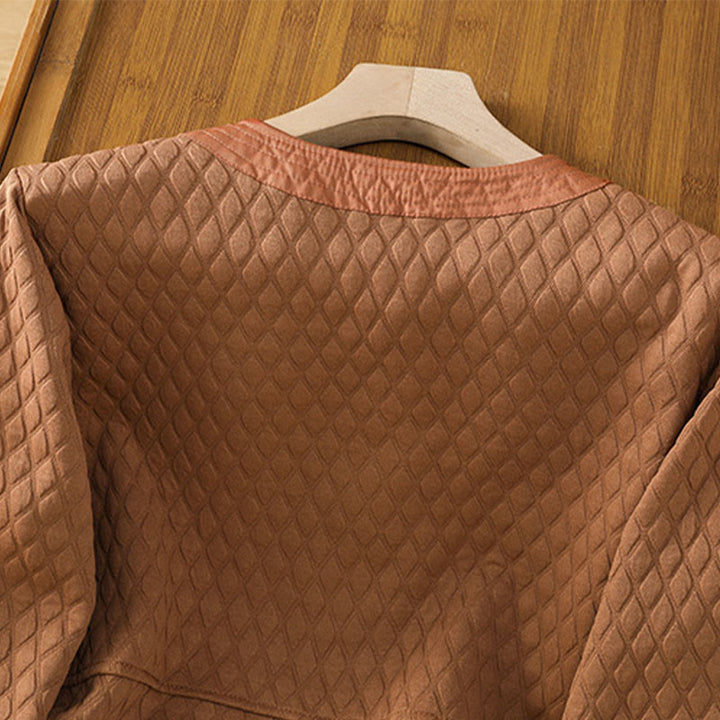 Chaqueta retro lisa de algodón de manga larga con bolsillos para mujer de Buddha Stones - image 26