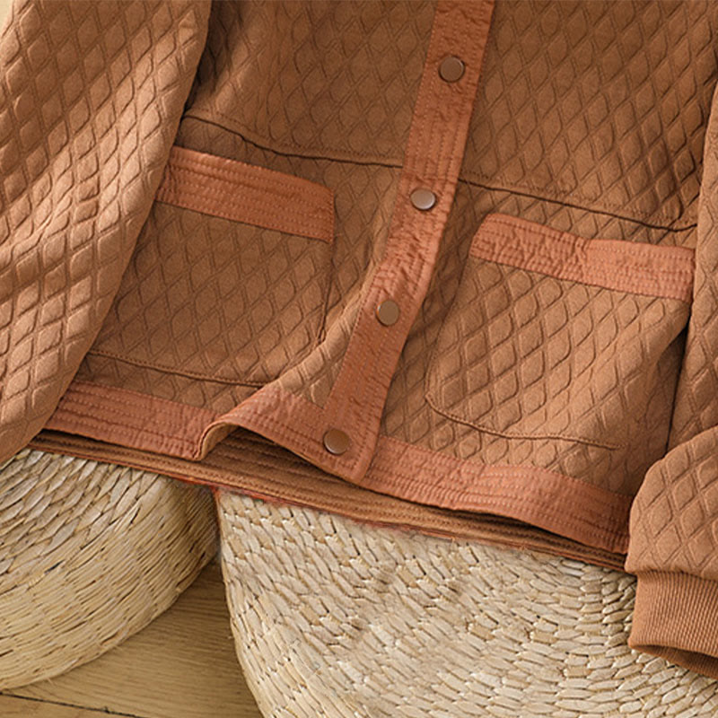 Chaqueta retro lisa de algodón de manga larga con bolsillos para mujer de Buddha Stones - image 24