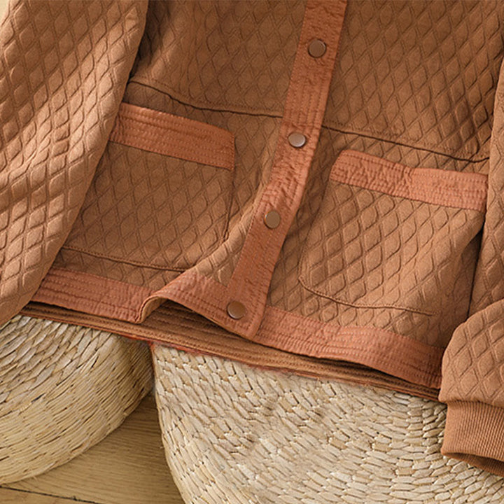 Chaqueta retro lisa de algodón de manga larga con bolsillos para mujer de Buddha Stones - image 24