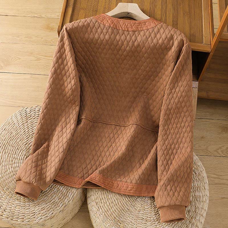 Chaqueta retro lisa de algodón de manga larga con bolsillos para mujer de Buddha Stones - image 22