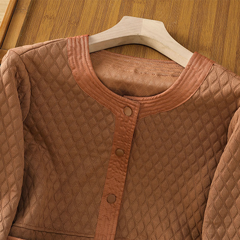 Chaqueta retro lisa de algodón de manga larga con bolsillos para mujer de Buddha Stones - image 25