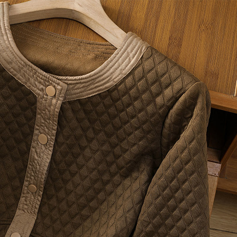 Chaqueta retro lisa de algodón de manga larga con bolsillos para mujer de Buddha Stones - image 31