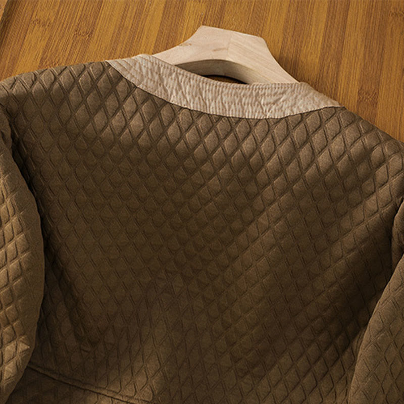 Chaqueta retro lisa de algodón de manga larga con bolsillos para mujer de Buddha Stones - image 32