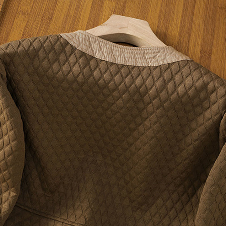 Chaqueta retro lisa de algodón de manga larga con bolsillos para mujer de Buddha Stones - image 32