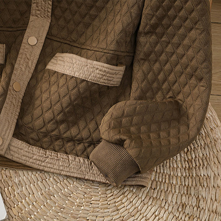 Chaqueta retro lisa de algodón de manga larga con bolsillos para mujer de Buddha Stones - image 35