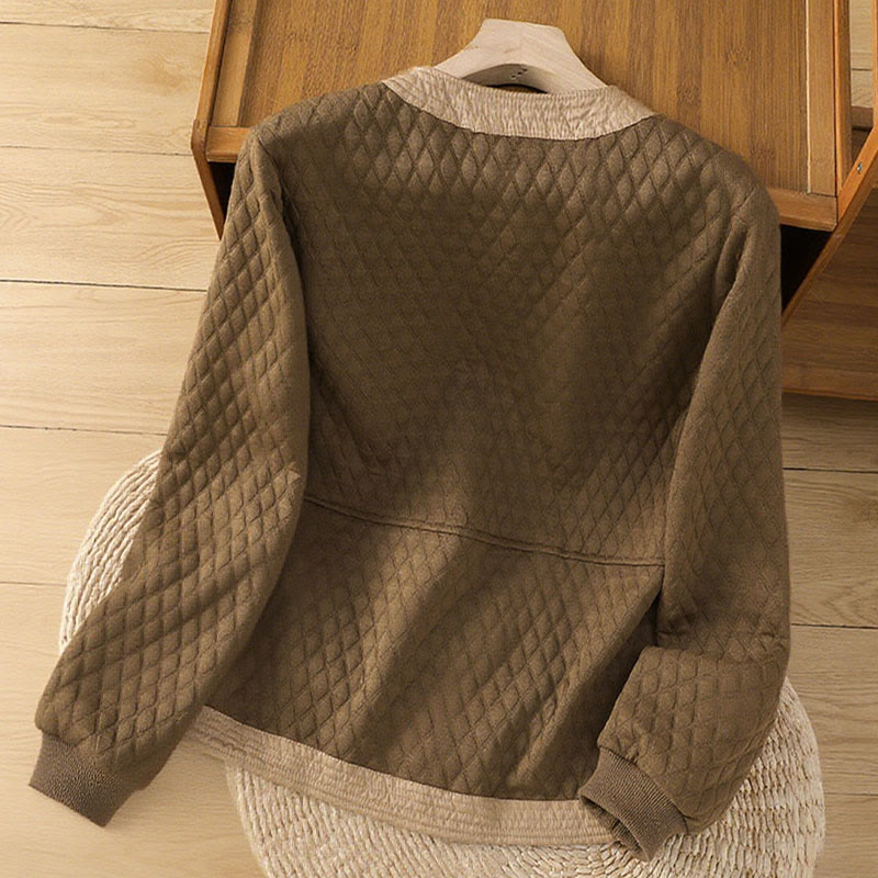 Chaqueta retro lisa de algodón de manga larga con bolsillos para mujer de Buddha Stones - image 29