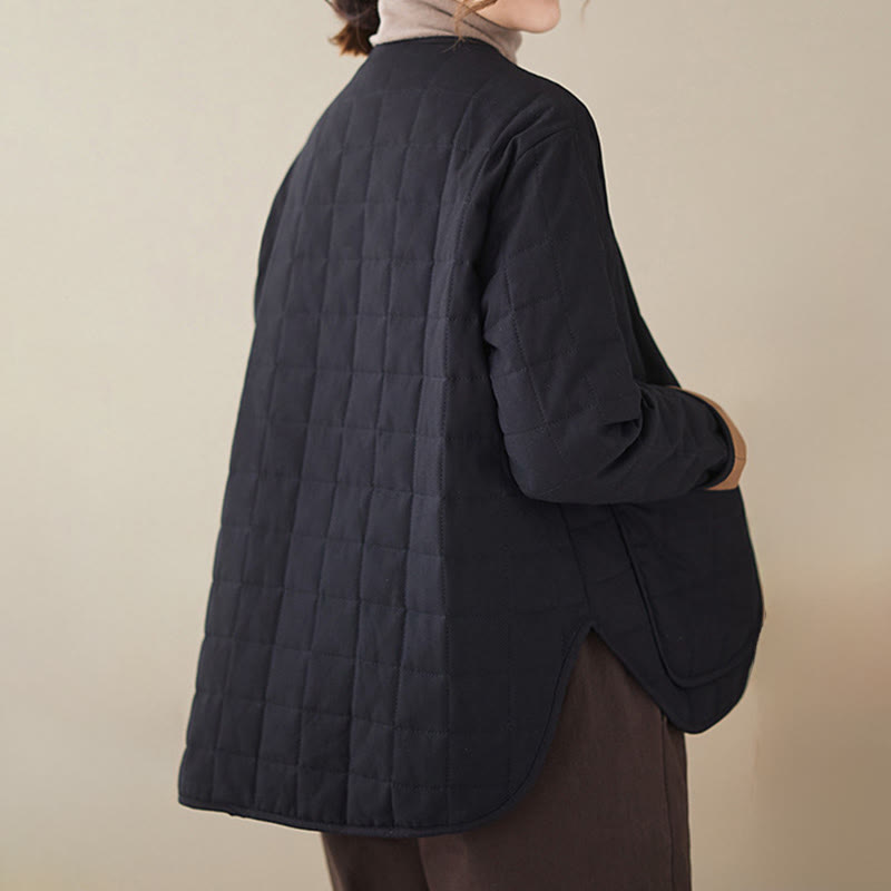 Chaqueta de algodón grueso de manga larga con bolsillos para mujer, estilo retro, con Buddha Stones - image 1