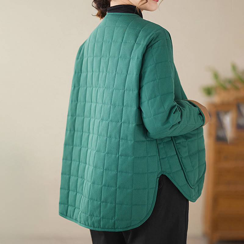 Chaqueta de algodón grueso de manga larga con bolsillos para mujer, estilo retro, con Buddha Stones - image 16