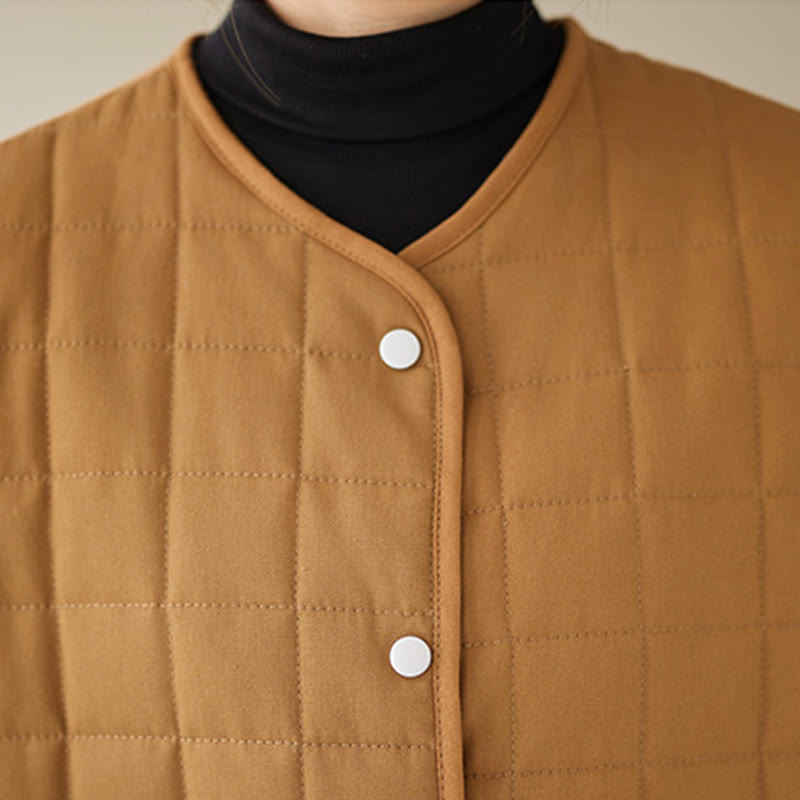 Chaqueta de algodón grueso de manga larga con bolsillos para mujer, estilo retro, con Buddha Stones - image 28