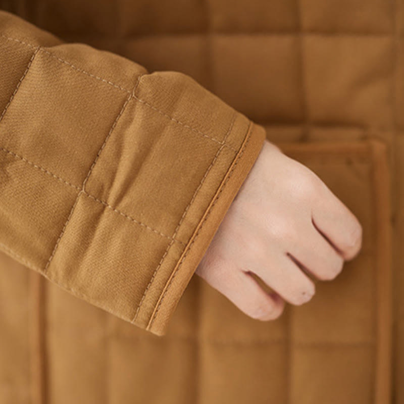 Chaqueta de algodón grueso de manga larga con bolsillos para mujer, estilo retro, con Buddha Stones - image 29