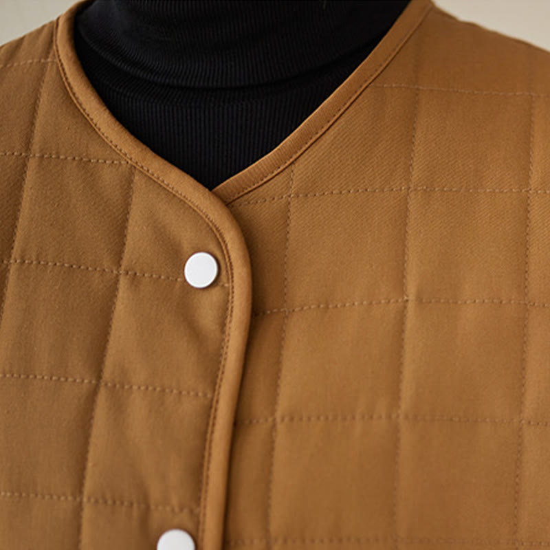 Chaqueta de algodón grueso de manga larga con bolsillos para mujer, estilo retro, con Buddha Stones - image 33