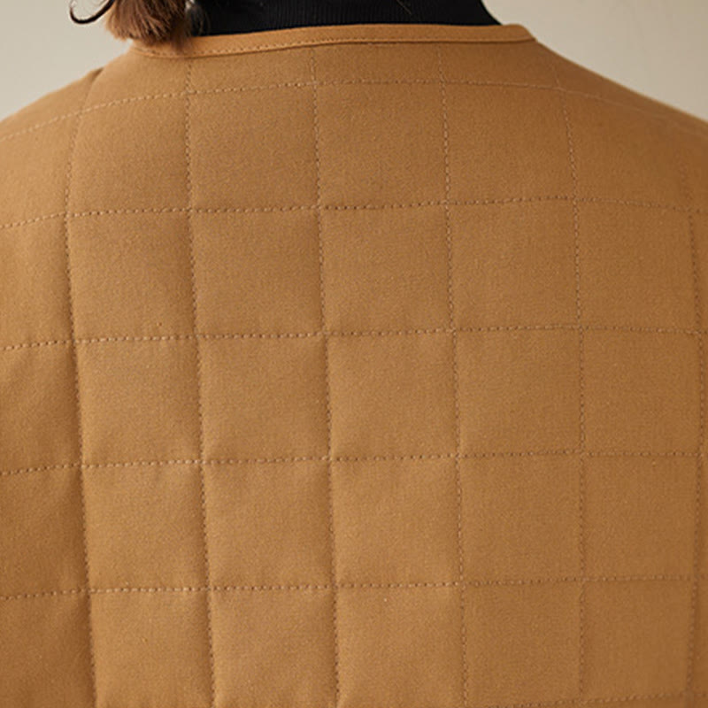 Chaqueta de algodón grueso de manga larga con bolsillos para mujer, estilo retro, con Buddha Stones - image 31