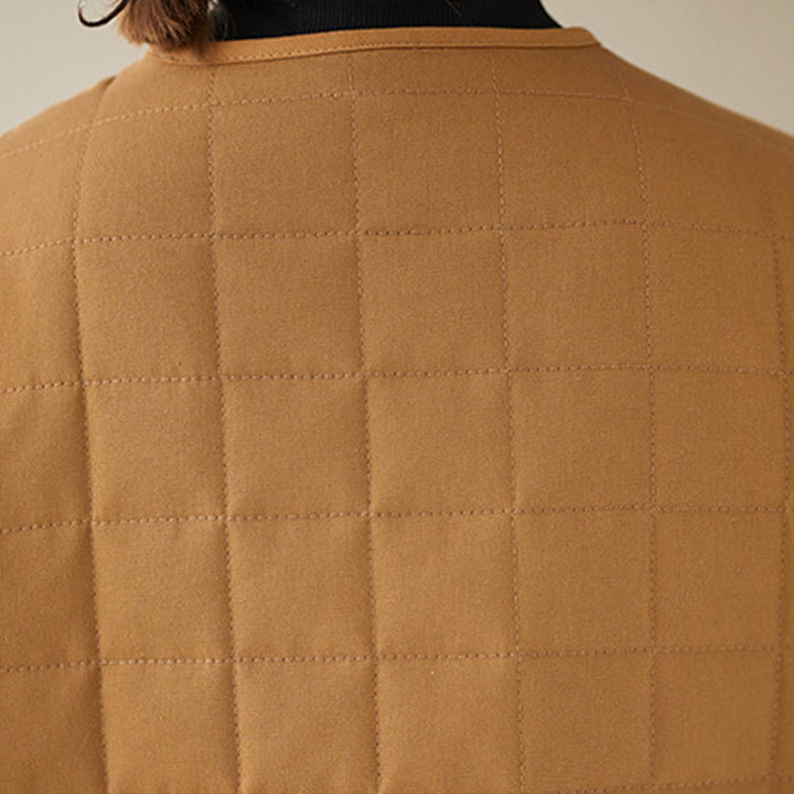 Chaqueta de algodón grueso de manga larga con bolsillos para mujer, estilo retro, con Buddha Stones - image 31