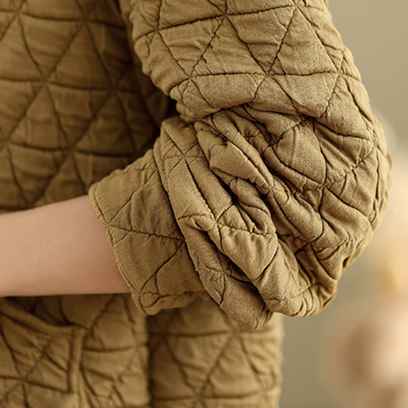 Chaqueta de manga larga con capucha acrílica para mujer con diseño rómbico retro de Buddha Stones - image 8