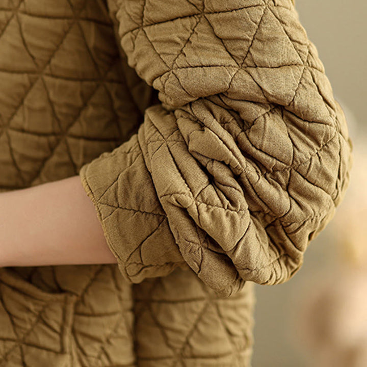 Chaqueta de manga larga con capucha acrílica para mujer con diseño rómbico retro de Buddha Stones - image 8