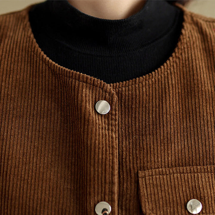 Chaleco de pana de algodón para mujer, sin mangas, con botones y bolsillos , de Buddha Stones - image 16