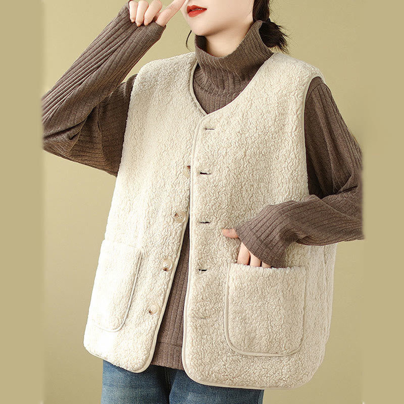 Chaleco sin mangas de fibra de viscosa para mujer, estilo Buddha Stones, de doble cara, con bolsillos - image 11