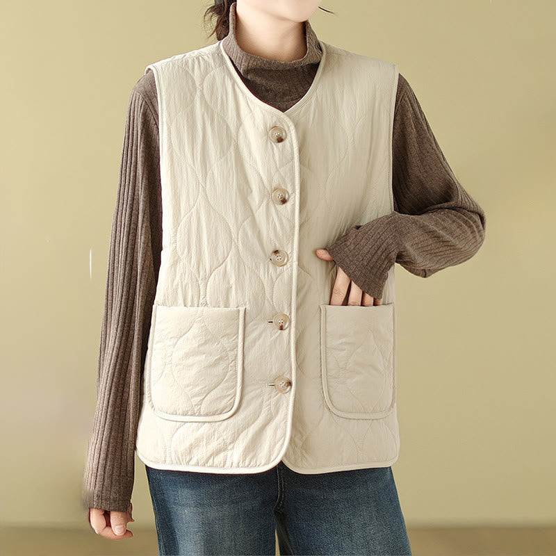 Chaleco sin mangas de fibra de viscosa para mujer, estilo Buddha Stones, de doble cara, con bolsillos - image 14