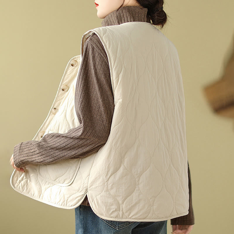 Chaleco sin mangas de fibra de viscosa para mujer, estilo Buddha Stones, de doble cara, con bolsillos - image 12