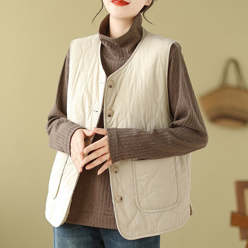 Chaleco sin mangas de fibra de viscosa para mujer, estilo Buddha Stones, de doble cara, con bolsillos - Barba de maíz - US12, UK/AU16, EU44 (2XL) - image 10