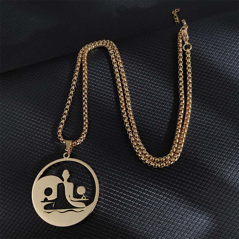 Collar con colgante de equilibrio de acero inoxidable con diseño hueco de Buddha Stones Yin Yang y piedras de Buda - Oro - image 1