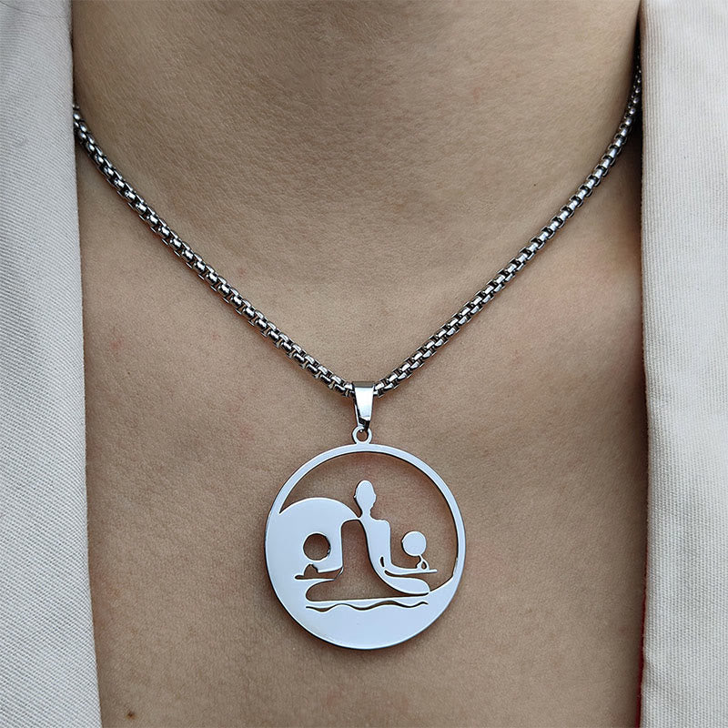 Collar con colgante de equilibrio de acero inoxidable con diseño hueco de Buddha Stones Yin Yang y piedras de Buda - image 8